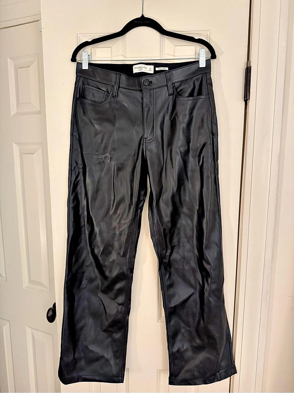 Abercrombie & Fitch Vegan Leather Low Rise Baggy Pants Waist 27